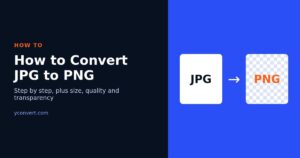 How to convert JPG to PNG graphic showing a JPG file converting into a PNG file with a transparent checkerboard background