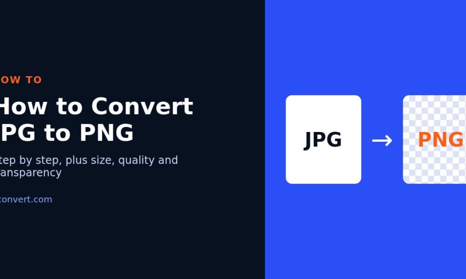 How to convert JPG to PNG graphic showing a JPG file converting into a PNG file with a transparent checkerboard background